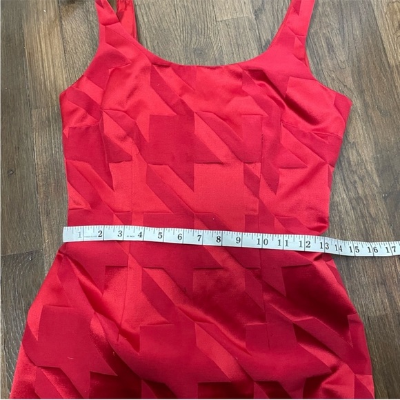 Vintage 1990s Cynthia rowley red houndstooth print satin mini dress size 4 - Picture 8 of 9